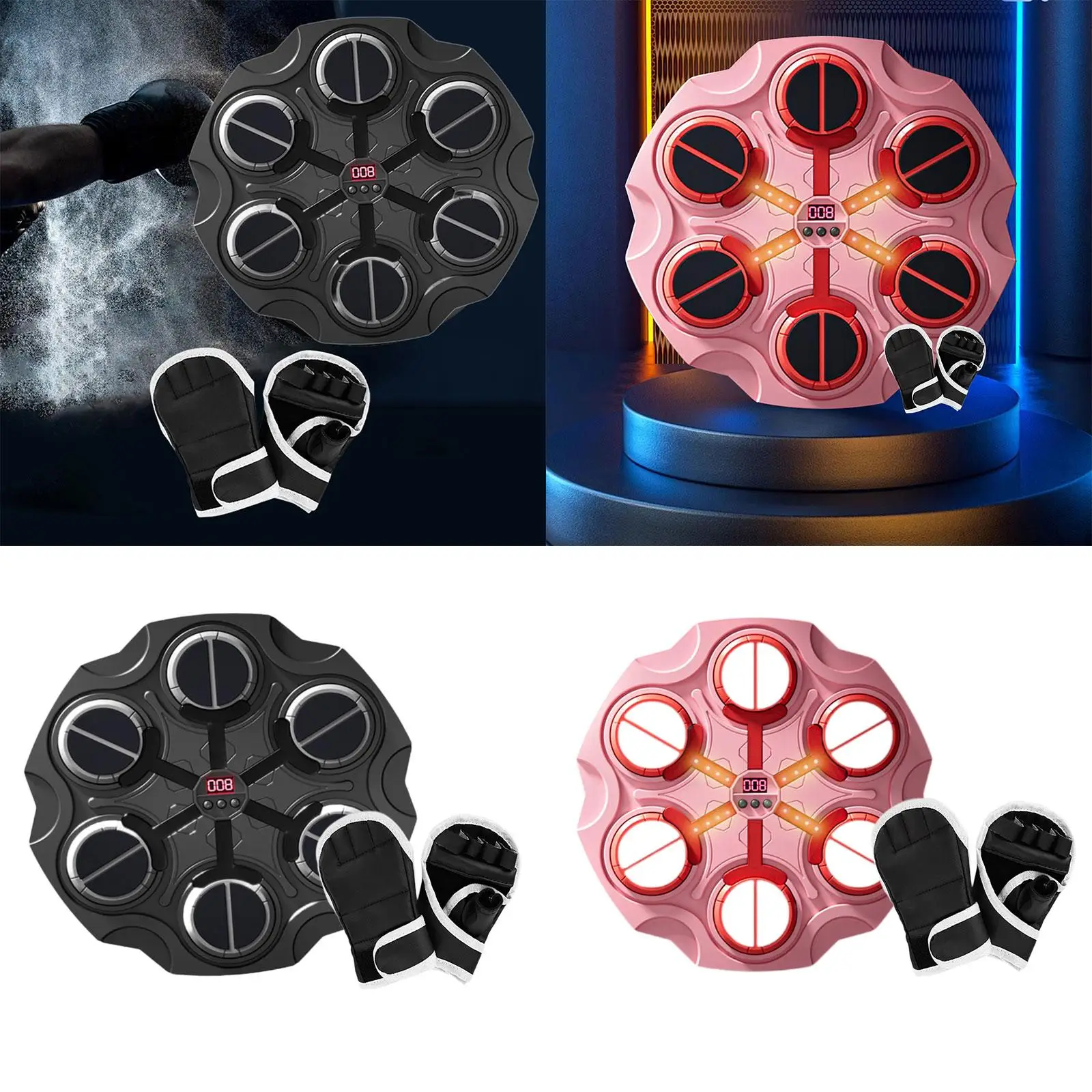 Kids Home Electric Wall Mounted Boxing Target Musical Pad with Gloves for Fitness and Coordination