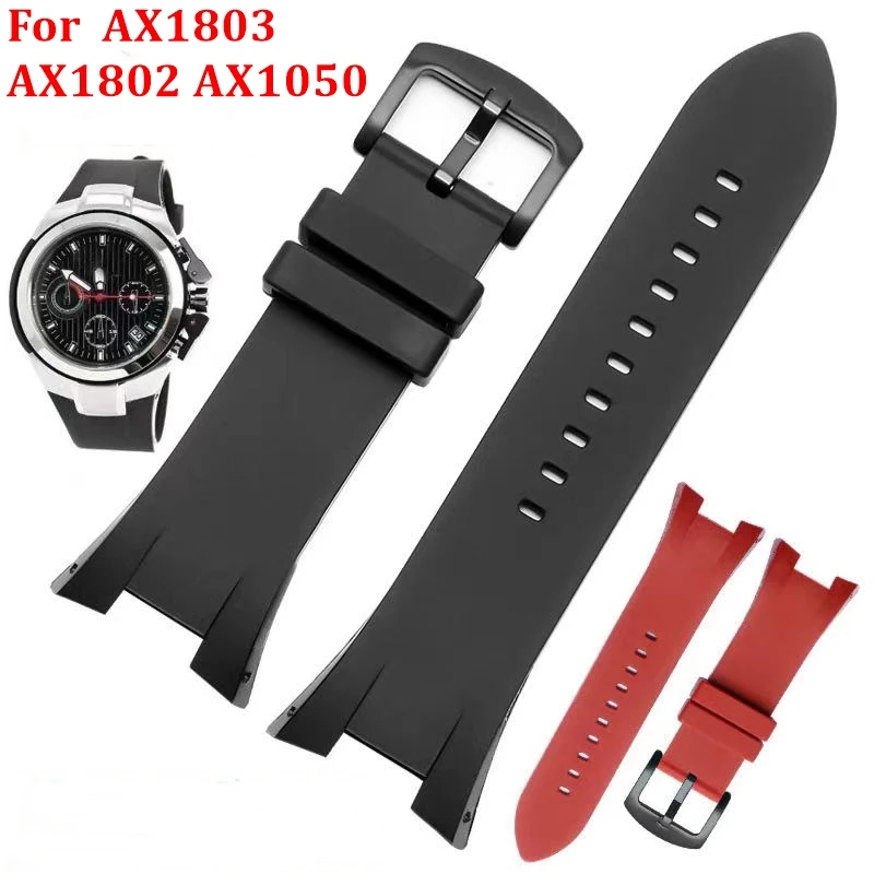 For 31mm * 14mm AR Amani AX1803 AX1802 AX1050 Rubber Watch Strap Silicone Black Red Orange Yellow Watchband Notch Band Bracelet