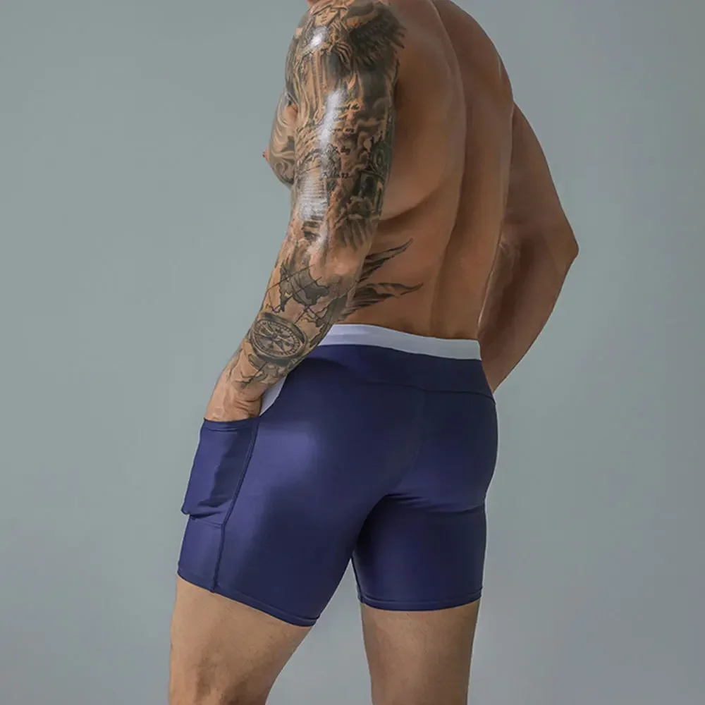 Bañadores impermeables para hombre, pantalones cortos de secado rápido, bañador con bolsillos, pantalones de Surf, traje de baño para playa y piscina