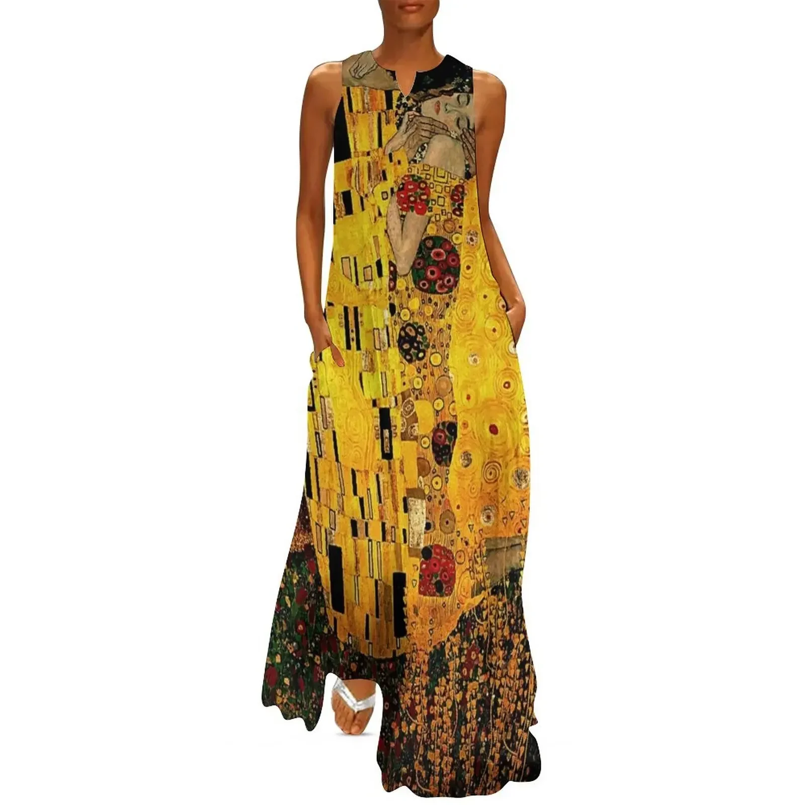 

Gustav Klimt The Kiss Long Dress evening dresses ladies long sleeve dress Casual dresses sensual sexy dress for women