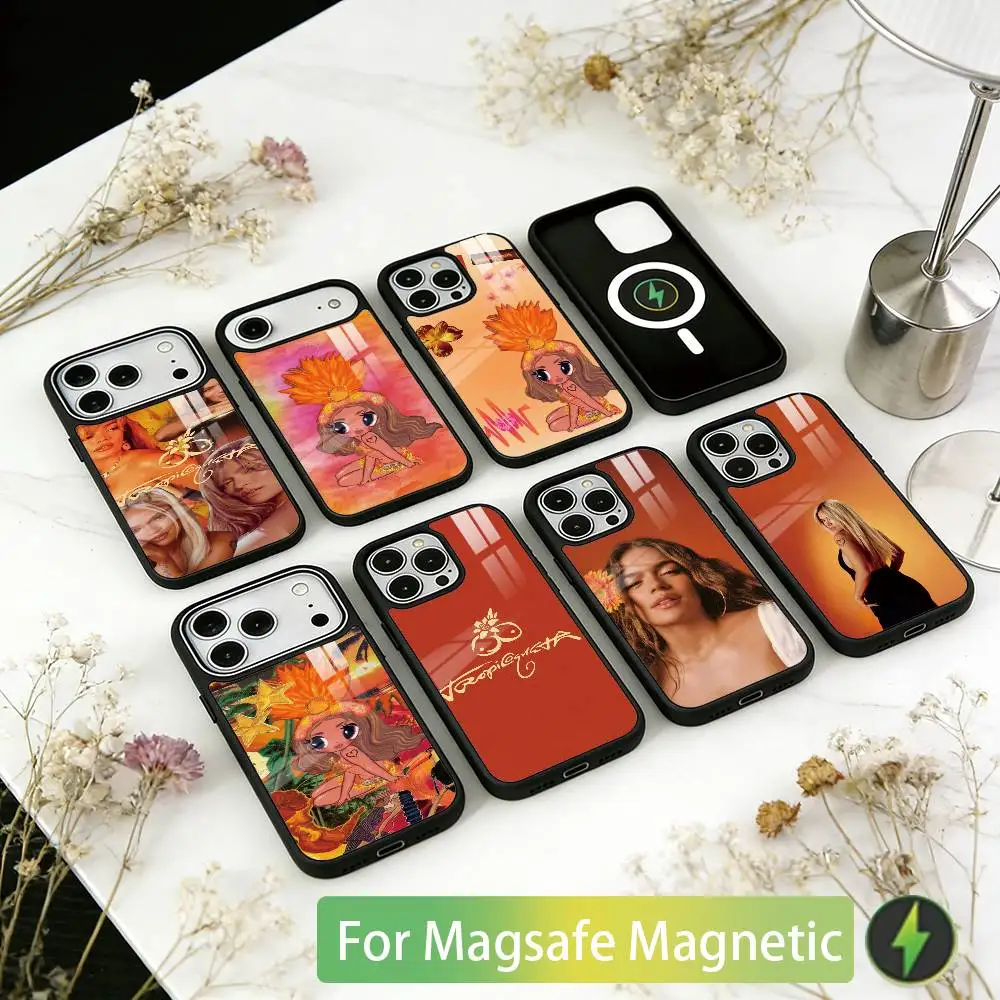 

Singer K-Karol G Tropicoqueta Phone Case For iPhone17,16,15,14,13,12,11 Plus,Pro Magnetic with Magsafe Wireless Charging