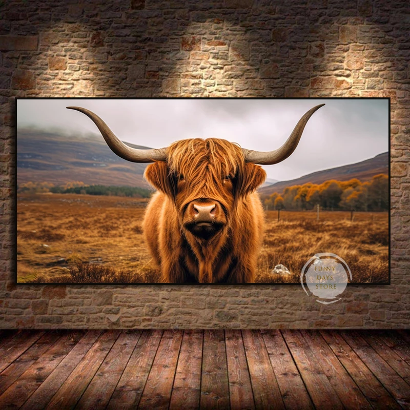 lites-highland-vache-toile-peinture-mur-art-photo-impression-noir-et-blanc-affiche-pour-salon-maison-ferme-decor-cuadros