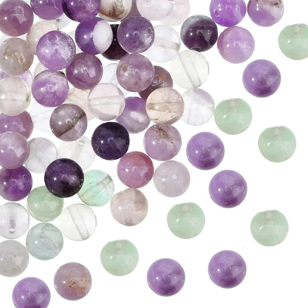 122Pcs Natural Purple Fluorite Beads 6~6.4mm Undyed Energy Beads Round Loose Gemstone Beads for Bracelet Necklace Jewelry Making