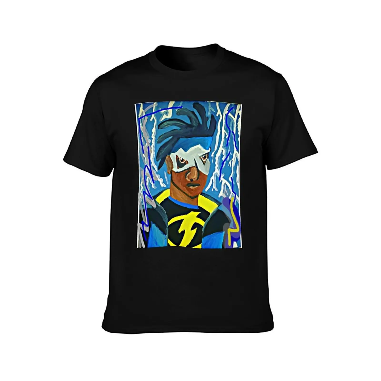 Static Shock T-Shirt, Summer Casual Cotton Tee, Oversized Streetwear Tops, Vintage Graphic Print, Loose Fit Short Sleeve