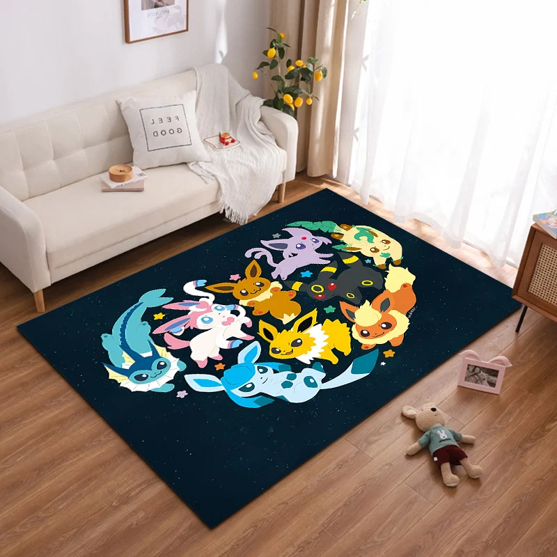 Japanese Anime Pokemon Pikachu Eevee Large Area Rug 3D Carpet Home for Living Room Kids Bedroom Sofa Doormat Children Floor Mats