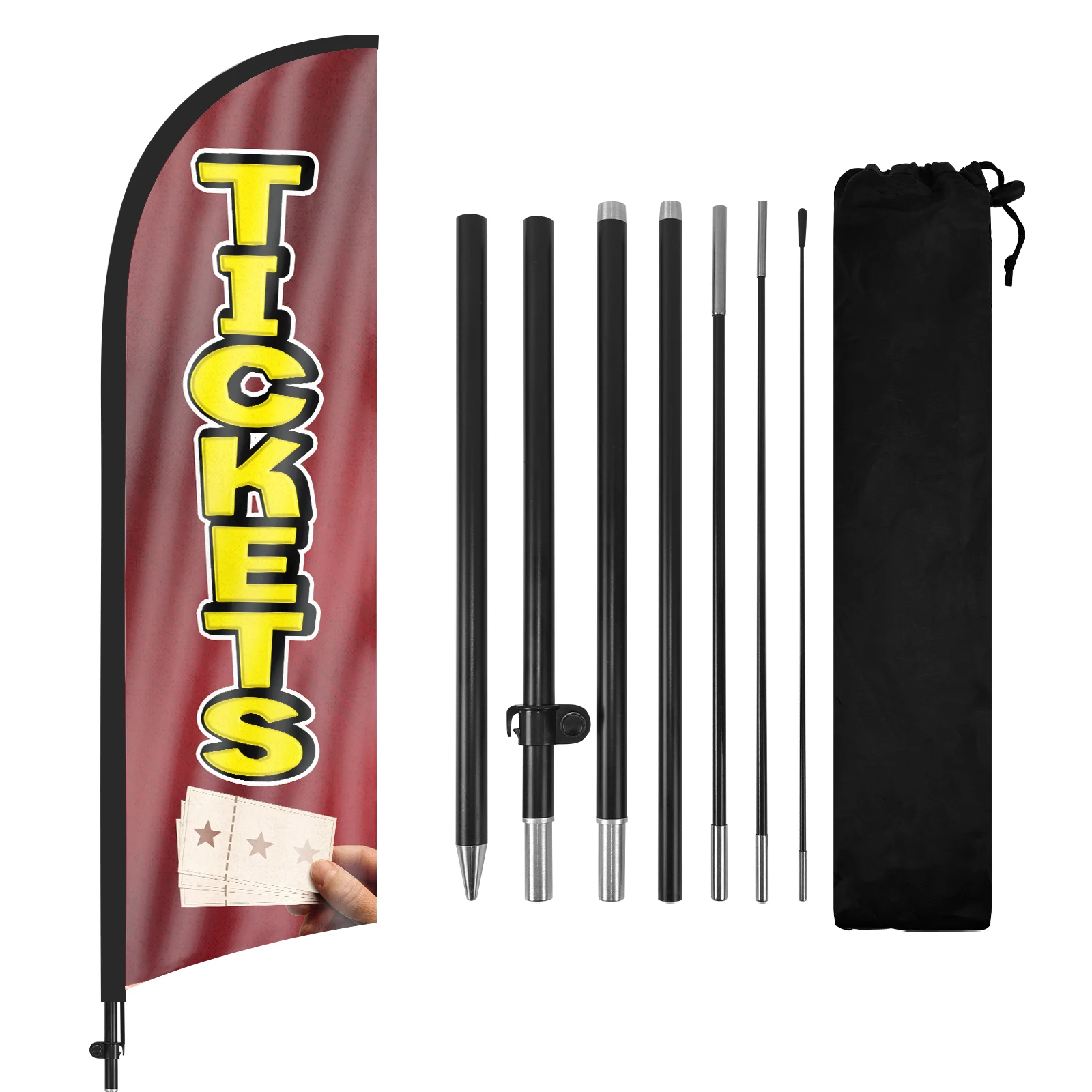 FSFLAG 1PCS 280CM The Tickets Feather Flag with Flagpole Advertising Outdoor Banner Decoration for Business and Storefront