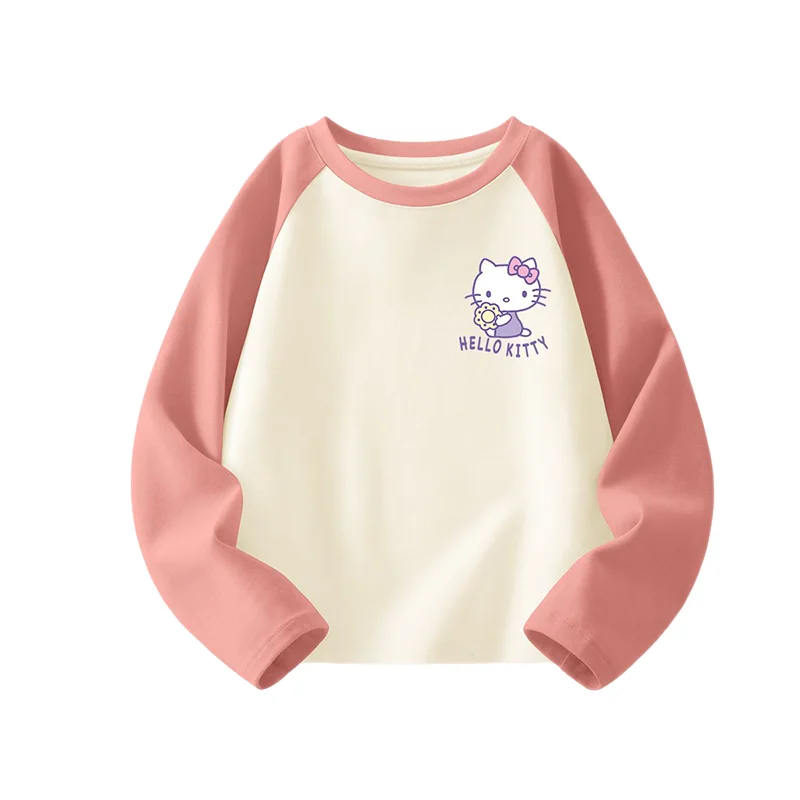 سانريو مرحبا كيتي فتاة بلايز الأطفال القطن الخالص ربيع الخريف طويلة الأكمام Kawaii الكرتون أنيمي موضة الملابس المنزلية الجديدة #1