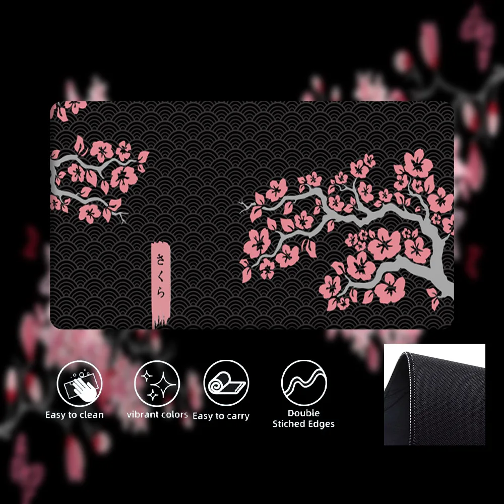 Large Gaming MousePad Sakura Scenery Mouse Pad Anti-Slip Rubber Keyboard pads Durable Thick Seam Edge Suitable Office Desk Mats
