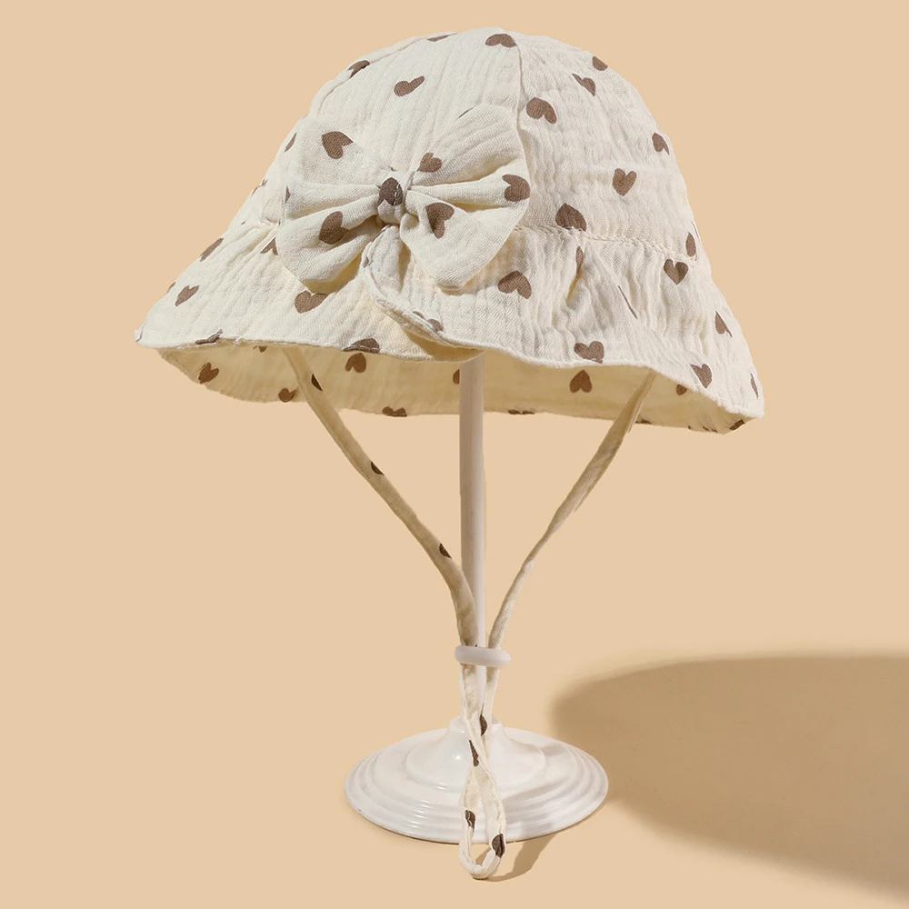 

Kids Panama Baby Girls Hat Spring Autumn Prints Bowknot Fisherman Hat Baby Sun Hat Outdoor UV Bucket Hat for Kids Children Cap