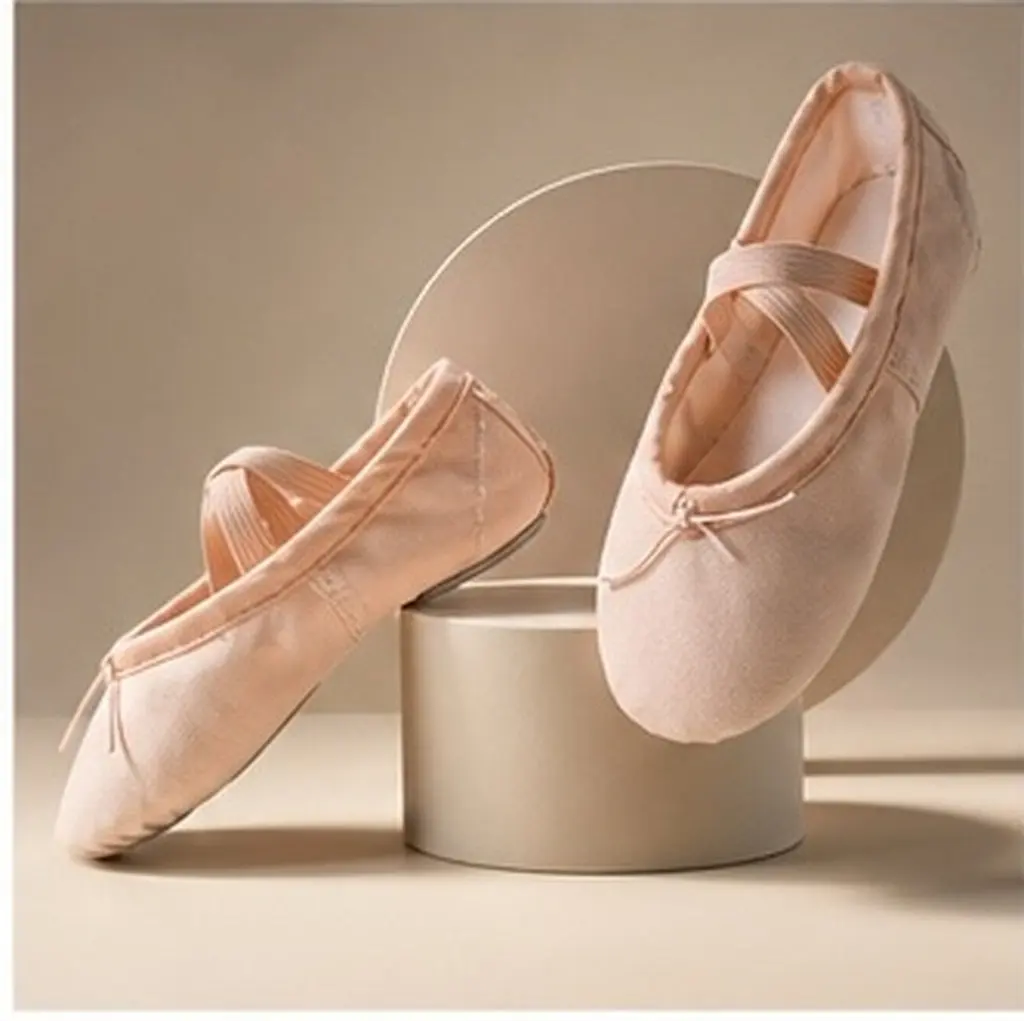 1Pair Professional Ballet Slippers for Kids Girls Breathable Comfortable Stretch Cross Band Sole Anti Slip Dance Shoes Yoga Folk