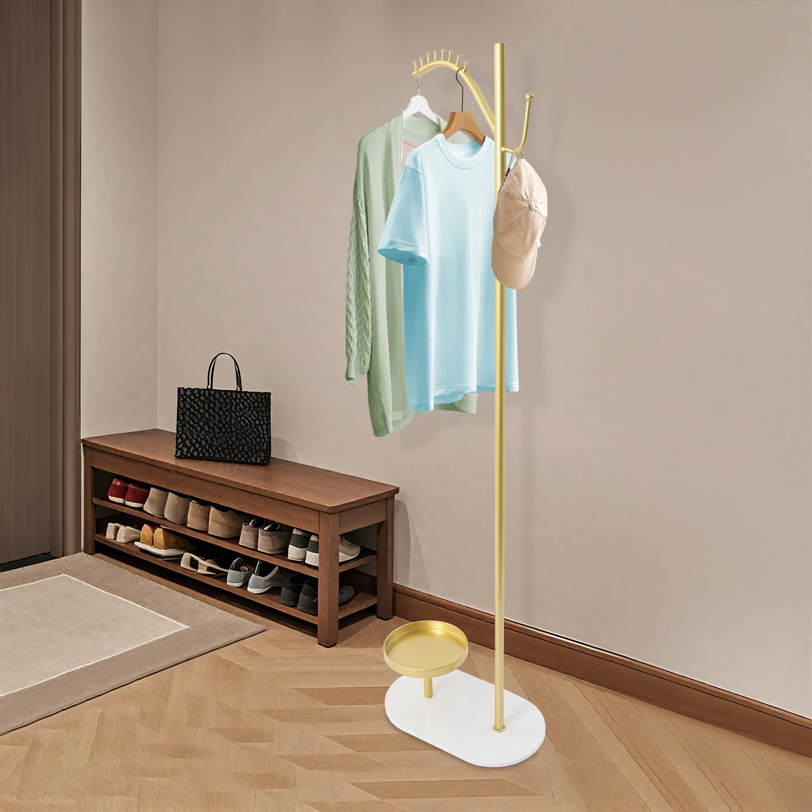 

Clothes Rack, Clothes Rack with Marble Base, Standing Clothes Coat Rack