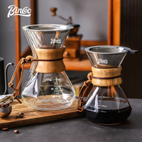 Bincoo Pour Over Coffee Maker Set Borosilicate Glass Pour Coffee Sharing Pot Set Stainless Steel Coffee Filter Hand Dripper Pots