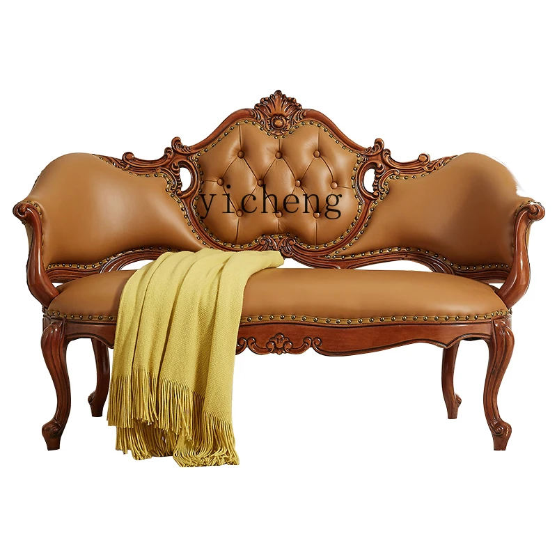 

XL диван-стул из цельного дерева в европейском и американском стиле из натуральной кожи, шезлонг-кровать, диван для дома, гостиной, резной стул
