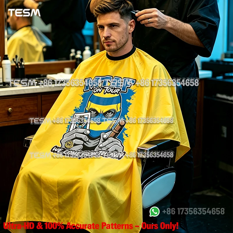 TESM Barber Cape Fan Style 3D Printed Barber Cape Hairdressing Salon Gown Hairdresser Hair Dyeing Shawl Halloween Christmas Gift