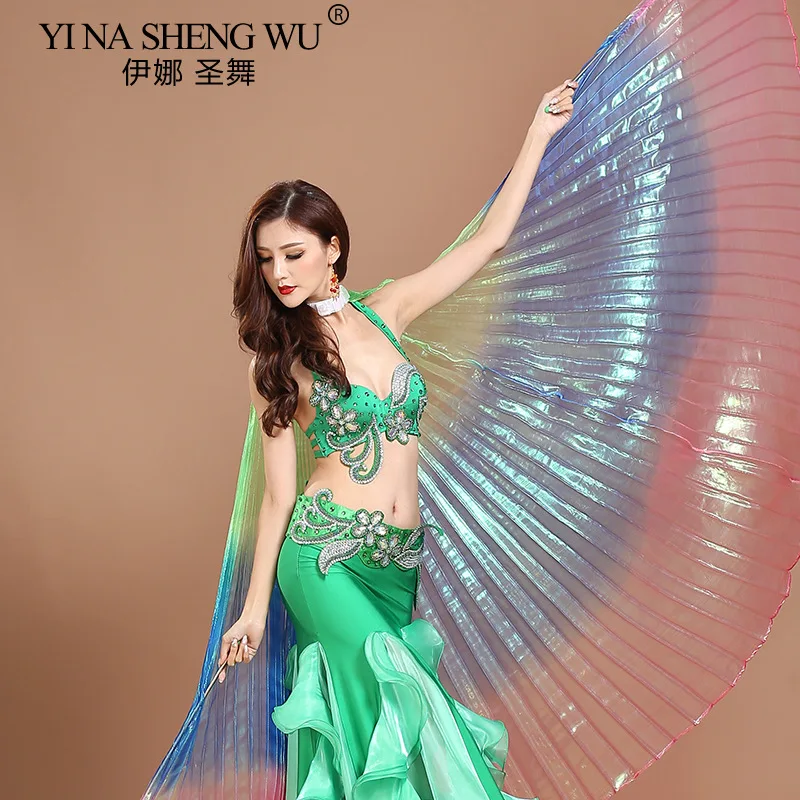 Buikdansvleugels Volwassen Buikdansaccessoires Podiumvoorstelling Rekwisieten Driekleurige Vleugels Transparant Gekleurd Isis Vleugels Geen Stok