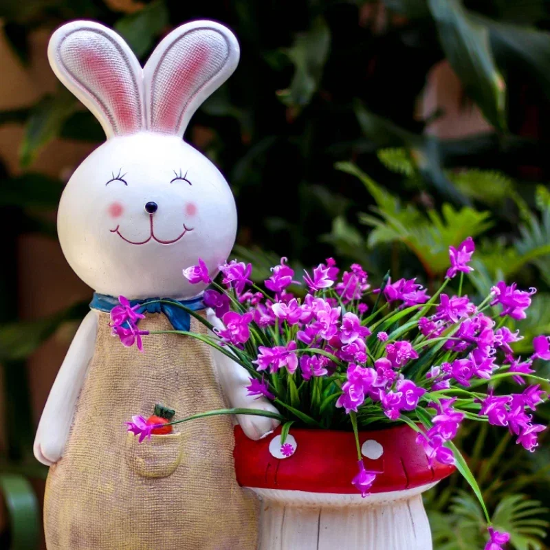 

Creative Personality Rabbit Flowerpot Garden Balcony Animal Figurines Outdoor Succulent Flower Pot Handicraft Garden Ornament