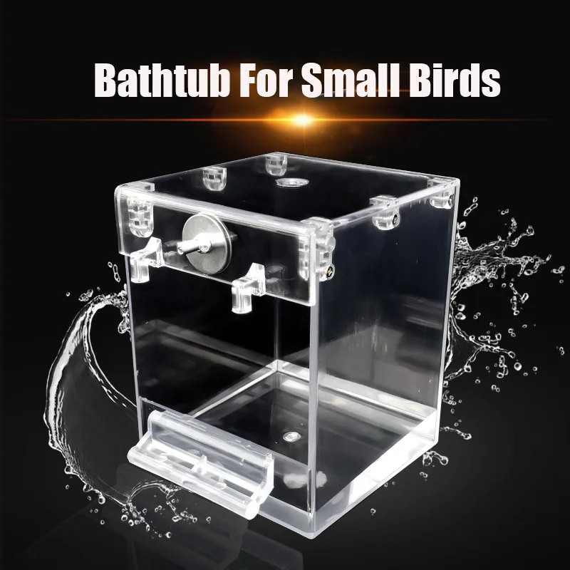 Acrylic Parrot Bath Box No-Leakage Bird Bathtub for Cage Hanging Shower Box Cages Accessory for Small Pet Birds Canary Lovebirds