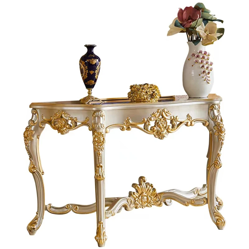 

Входная группа в европейском стиле из массива дерева для виллы, с резьбой, цвета шампань, с золотой и серебряной отделкой, для прихожей.