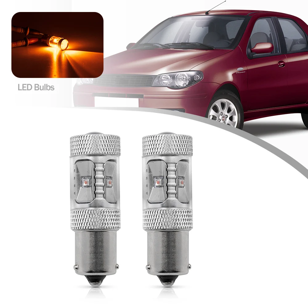 2Pcs  Led Turn Signal Warning Lamp Bulbs Amber LED BAU15S PY21W 7507 1156PY For Fiat Albea 03-16 Doblo 119 263 Ducato Box Bus