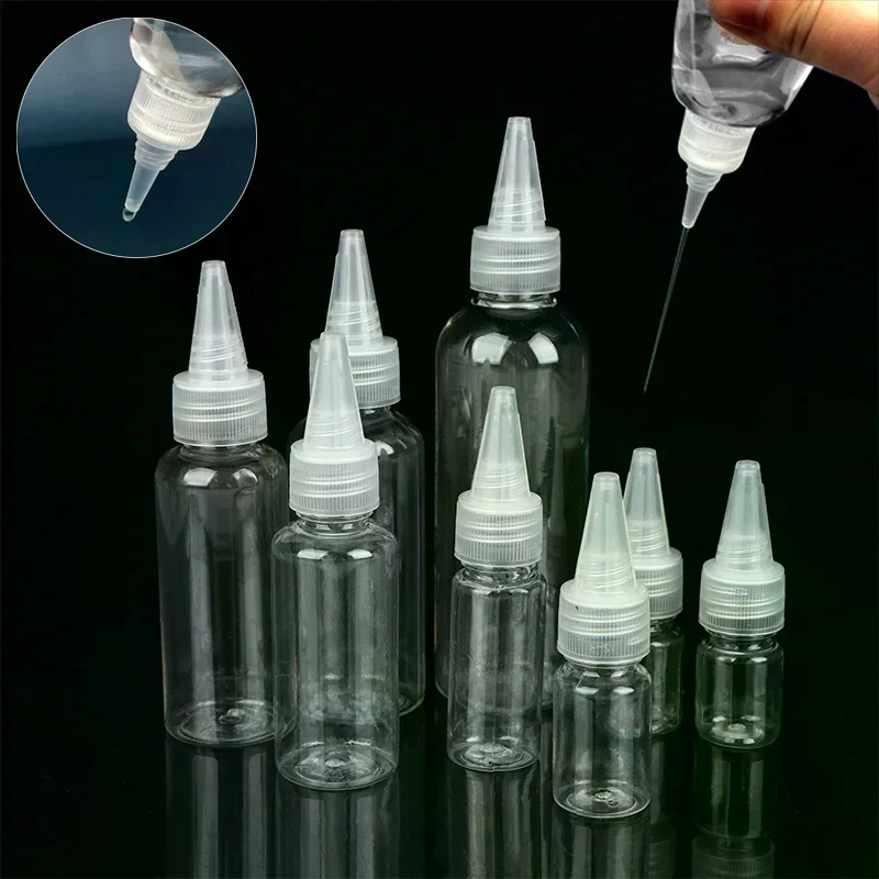 투명한 3-100ml 빈 드로퍼 병 플라스틱 리필 가능한 노즐 드로퍼 캡 포함 스퀴즈 병 타투 피그먼트 잉크 용기