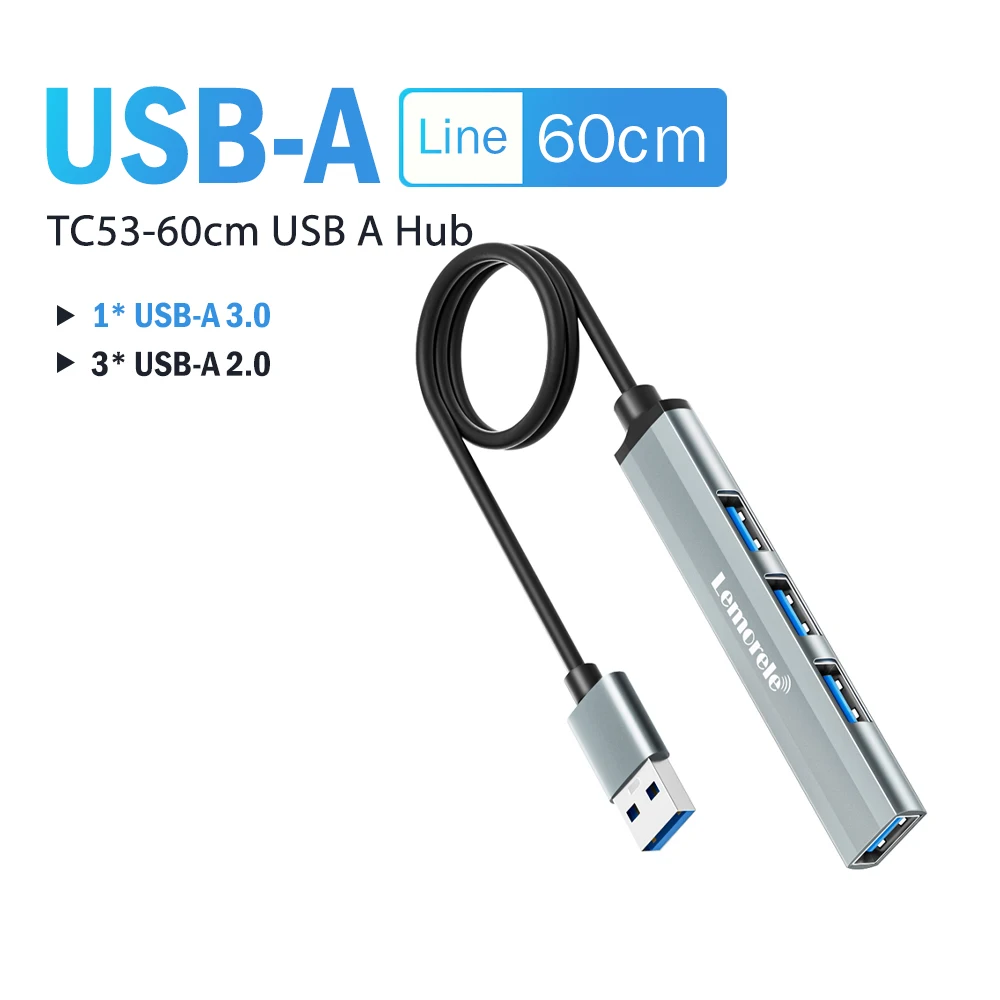 Lemorele USB Hub USB3.0 OTG 4 Poort USB A HUB Multi Splitter Adapter Laptop Accessoires Voor Xiaomi Lenovo Macbook Pro
