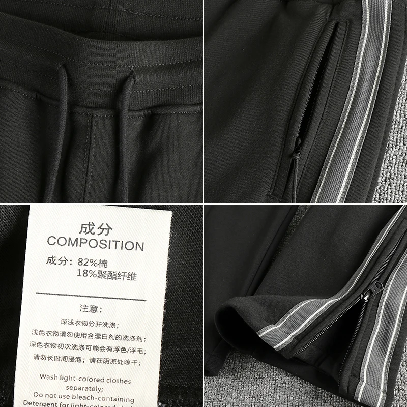 بنطال رياضي كاجوال بشريط بتصميم شق للرجال بنطال رياضي فضفاض بأرجل مستقيمة على الطراز الأمريكي