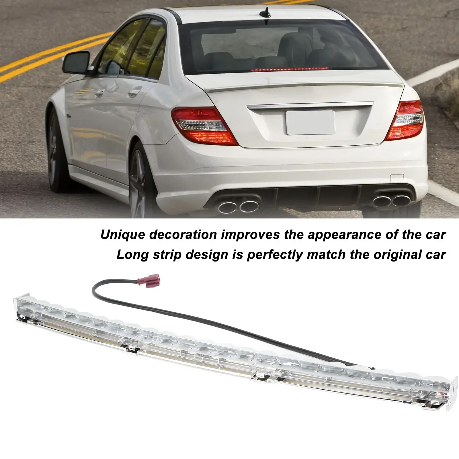 For Benz E‑Class Sedan W212 C‑Class Coupe W204 2008-2020 1 PC White High Brake Light Bright Light Long Strip A2049066020