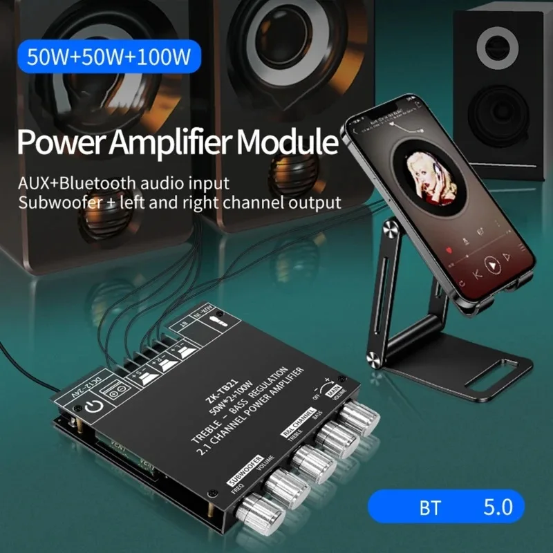 Scheda amplificatore ad alta potenza ZK TB21 - Chip TPA3116D2, 2.1 canali, BT5.0 digitale - Ready Dropship