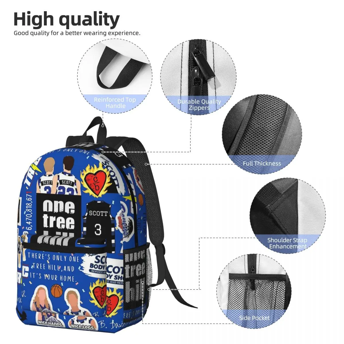 One Tree Hill Collage - Vintage TV-Inspired Fan Art Design Backpack Boys Girls BookBag Children School Bag Laptop Shoulder Bags
