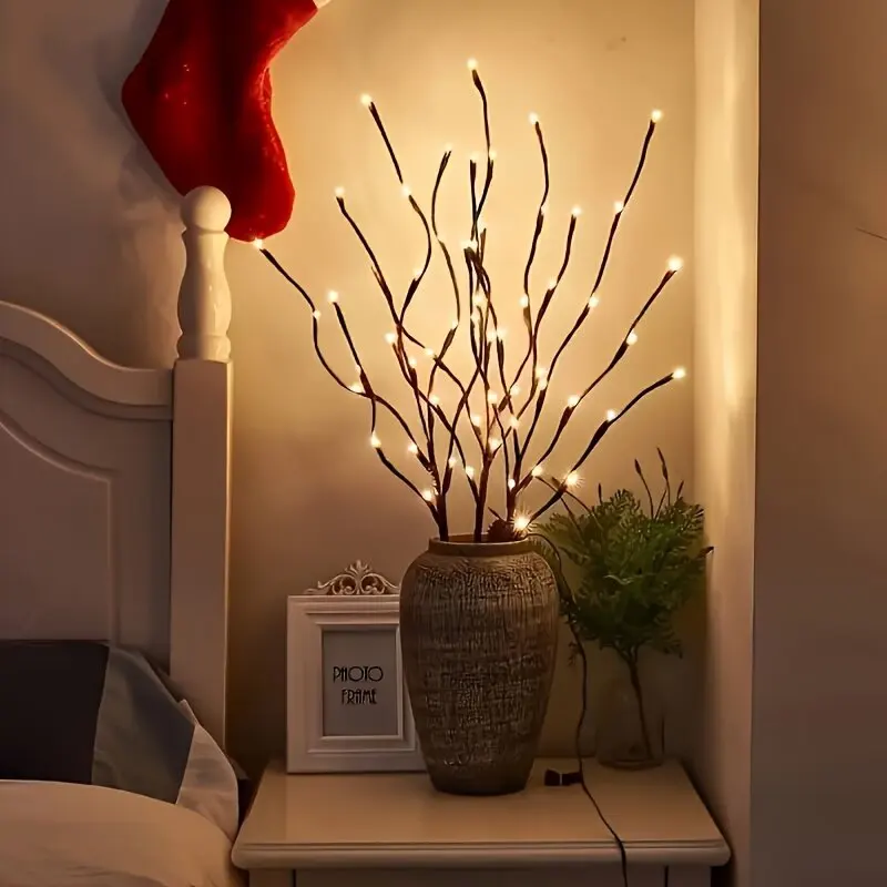 20/50LED Birch Tree Branch Decorative Lights Battery/USB Powered Indoor Wedding Thanksgiving Xmas Party Holiday Home Decoration