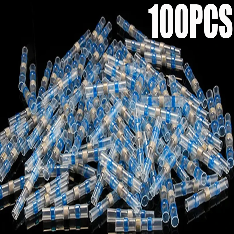 

10/20/30/50/100PCS Waterproof Solder Seal Heat Shrink Butt Connectors Terminals Electrical Copper with Soldering Sleeve Crimp