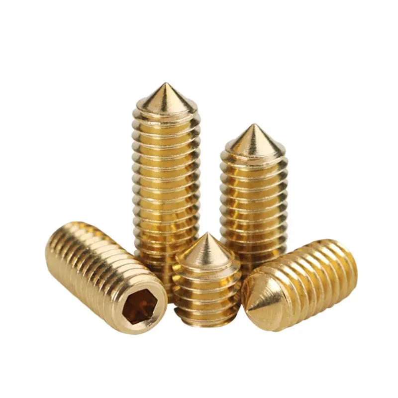 Brass Cone Tip Headless Hex Socket Machine Set Screw For Precision M3 M4 M5 M6