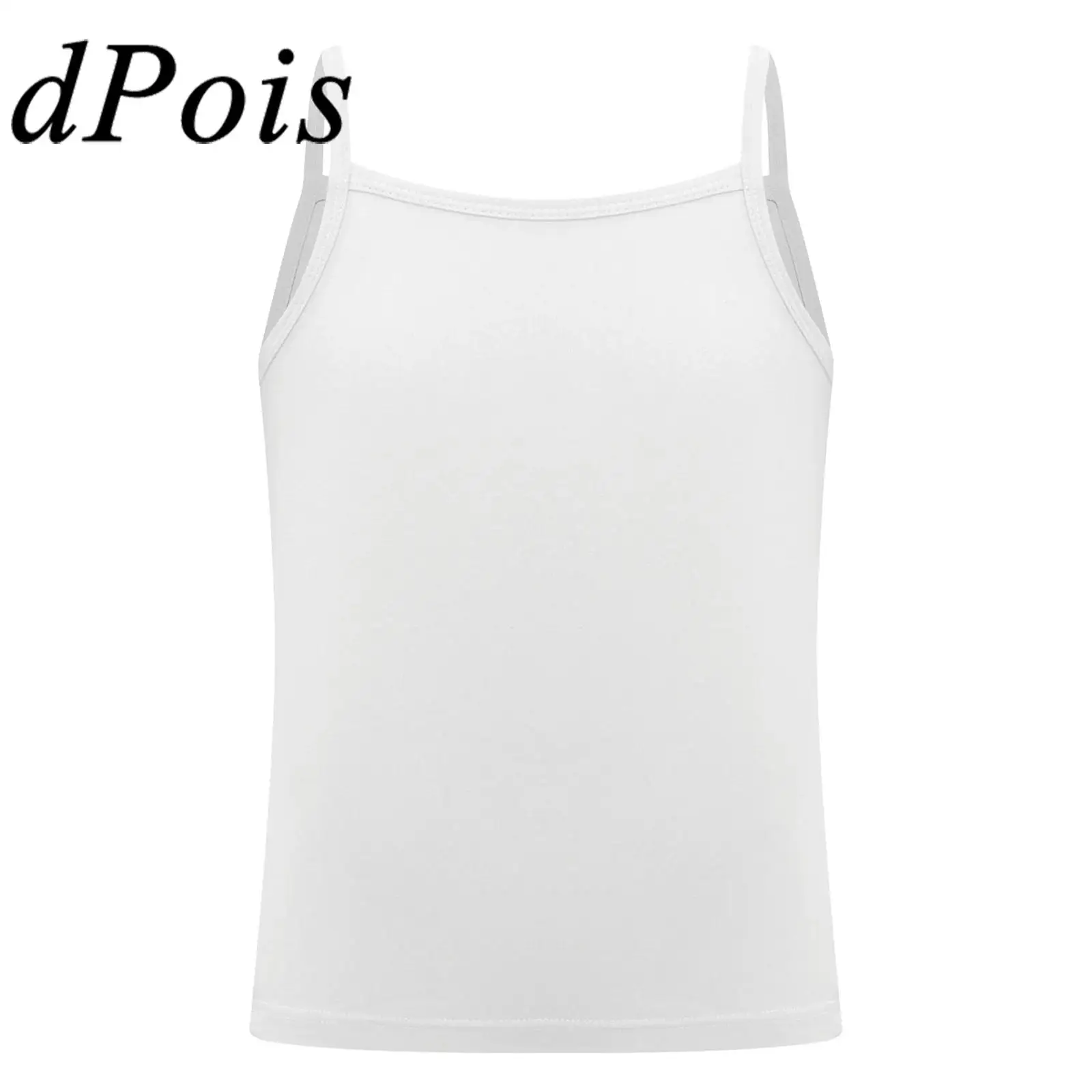 Kids Girls Tank Top Spaghetti Strap Cotton Vest Casual Practice Sleeveless Camisole Lightweight Underwear Children's Ballet Tops