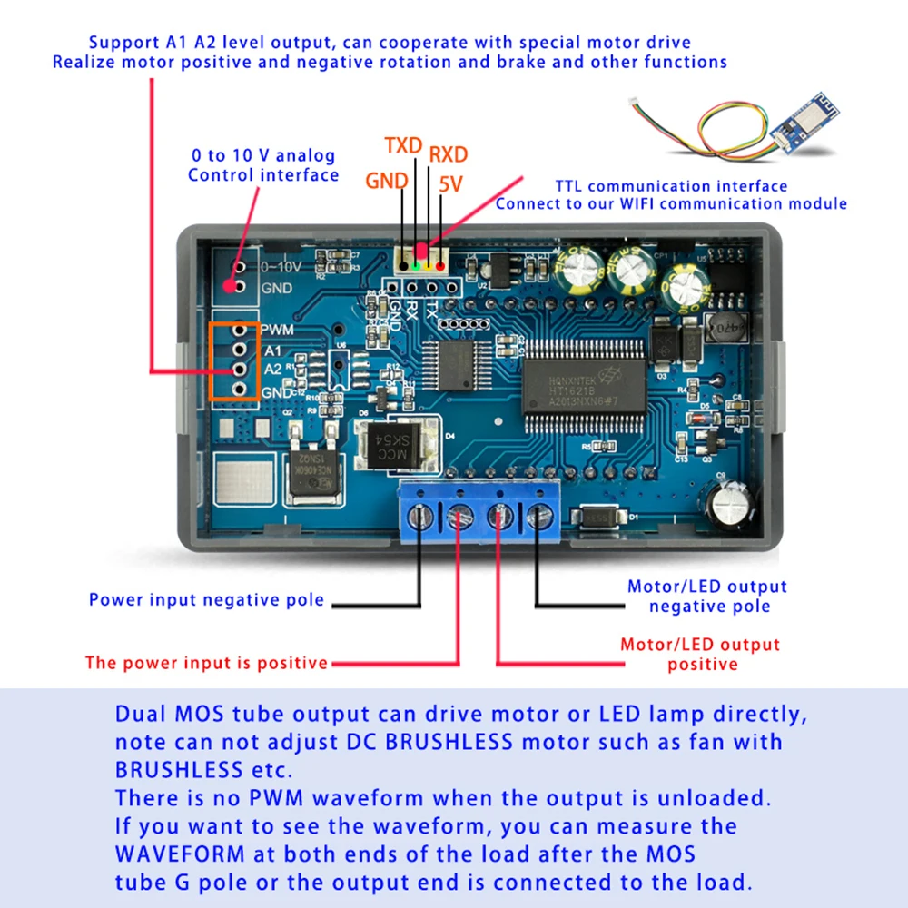 PWM DC 6V-30V 12A 360W Motor Speed Controller 12V 24V LED Lighting Dimming Motor Slow Start Slow Stop Encoder with WIFI Control