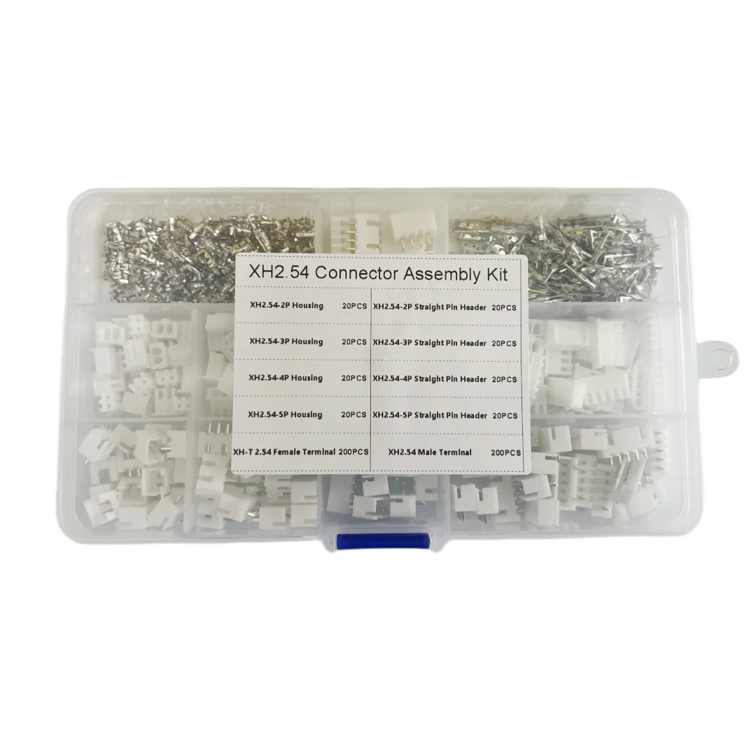 XH2.54MM Connector Set (560PCS): Housing, Terminals, Straight Pin Headers, Male & Female Contacts