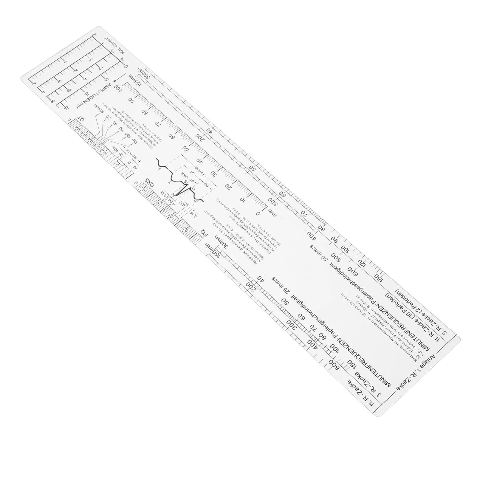 Transparent Ekg Ruler Pocketcard Essential Clinical Portable Electrocardiogram Calipers for Heart Rates Interval Amplitude
