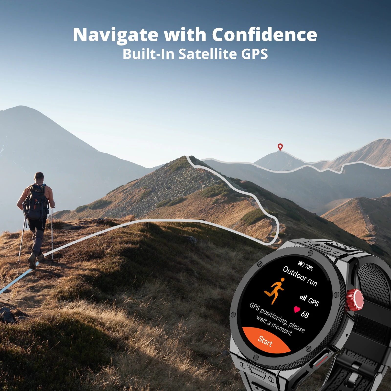 ساعة AIWR Cynex الذكية، GPS، 1.43 بوصة AMOLED، AI Watch Faces ChatGPT، ENC Call، مراقب معدل ضربات القلب 5ATM مقاومة للماء لنظام Android iOS