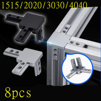 8Pcs 3-Way End Corner Bracket Connector for European Standard Aluminum Extrusion Profile 1515 2020 3030 4040 Series with Screws