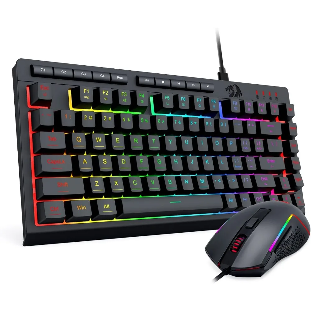 75% Mini RGB Backlit Gaming Keyboard and 8000 DPI Optical Mouse Combo for PC Laptop