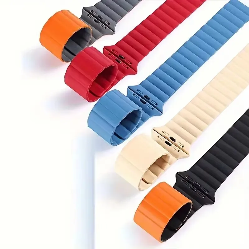 Magnetic Strap silicone Watch Band For Apple Watch 38/40/41mm42/44/45/49mm, Sport Loop Men's Women's Watch Band For iWatch