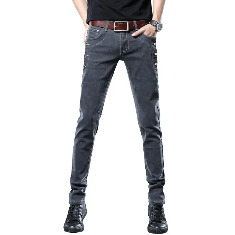 

Jeans Men's Stretch Shorts Multi-size Teenage Long Pants Male Adult Gentleman Comfortable Loose Senior High-end Man Fit Jeans