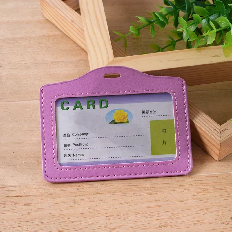 2Pcs/Set PU Leather Badge Holder Working Permit Case Exhibition ID Tag Card Holder Employee's Pass Work Card Cover Sleeve