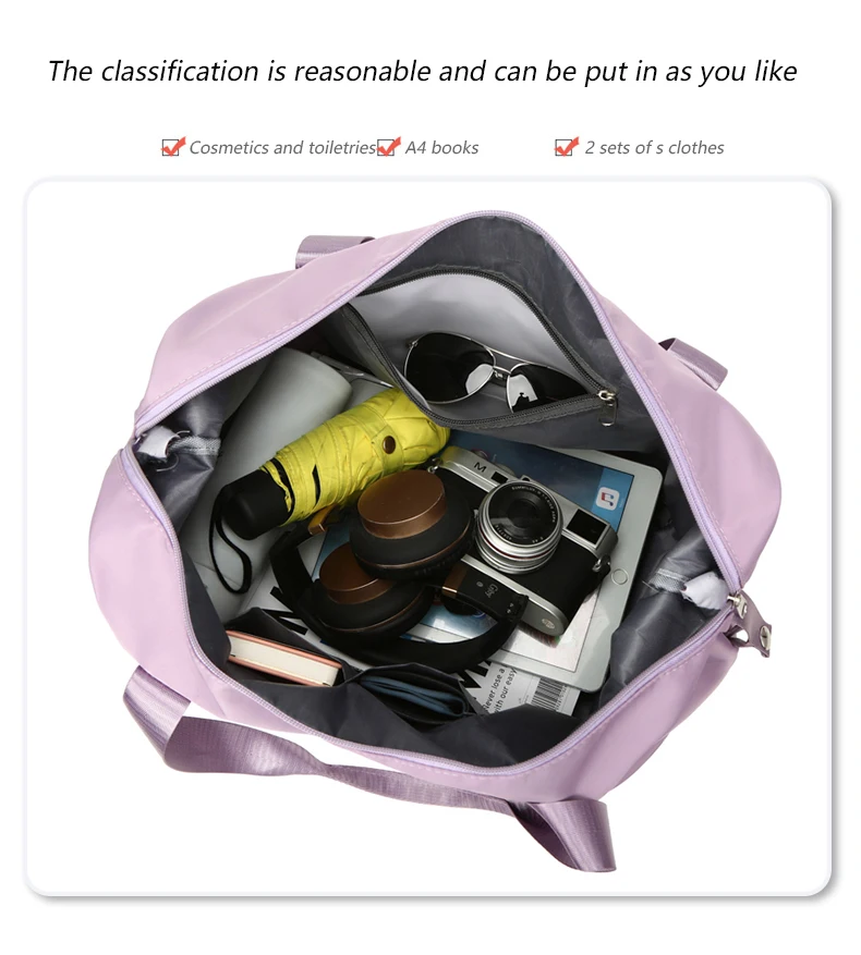UNIXINU Handgepäck-Reisetasche, Nylon, wasserdicht, für Sport, Fitnessstudio, Tragetaschen für Damen, großes Fassungsvermögen, Aufbewahrung von Gepäck, Handtasche – Detail 4