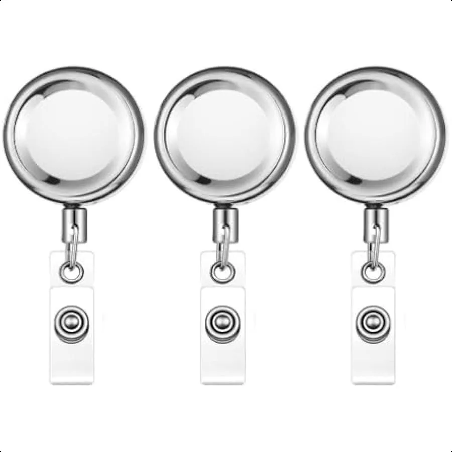 

3 Pcs Badge Reels Retractable Badge Holders Badge Alligator Clip Heavy Duty Badge Reels with Metal Cord for s and Professionals