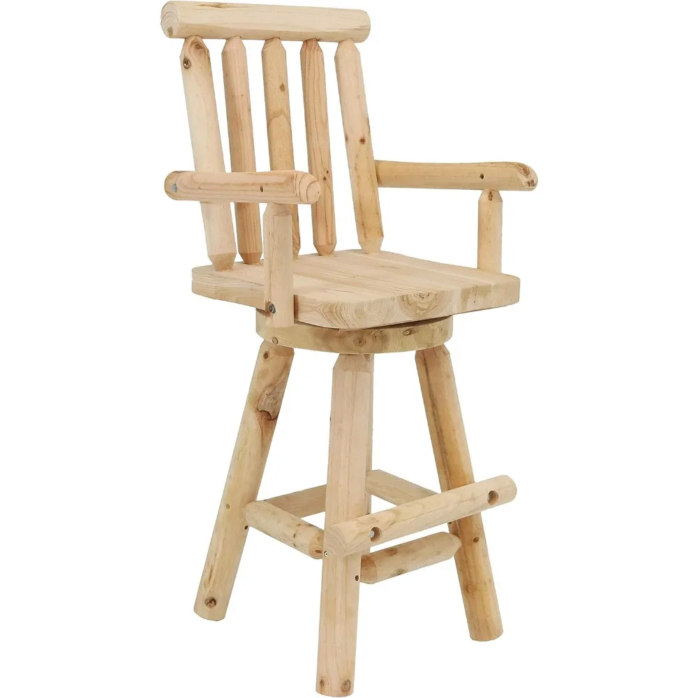 

Rustic Bar Stool - Light Brown, Fir Wood Construction, 4-Foot