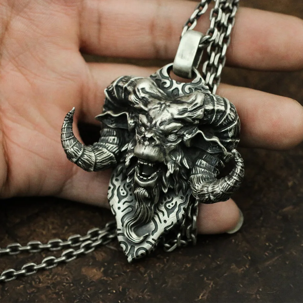 

European and American Men's Gothic Punk Style Goat Pendant Necklace Stainless Steel Hip-hop Jewelry Accessories Design Sense