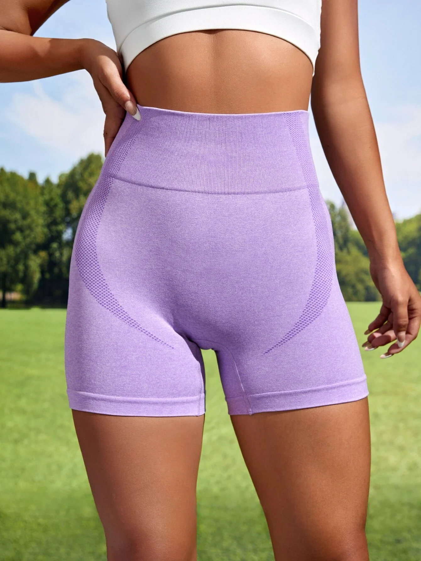 Yoga  Seamless Wideband Waist Sports Shorts Stretchy Shorts