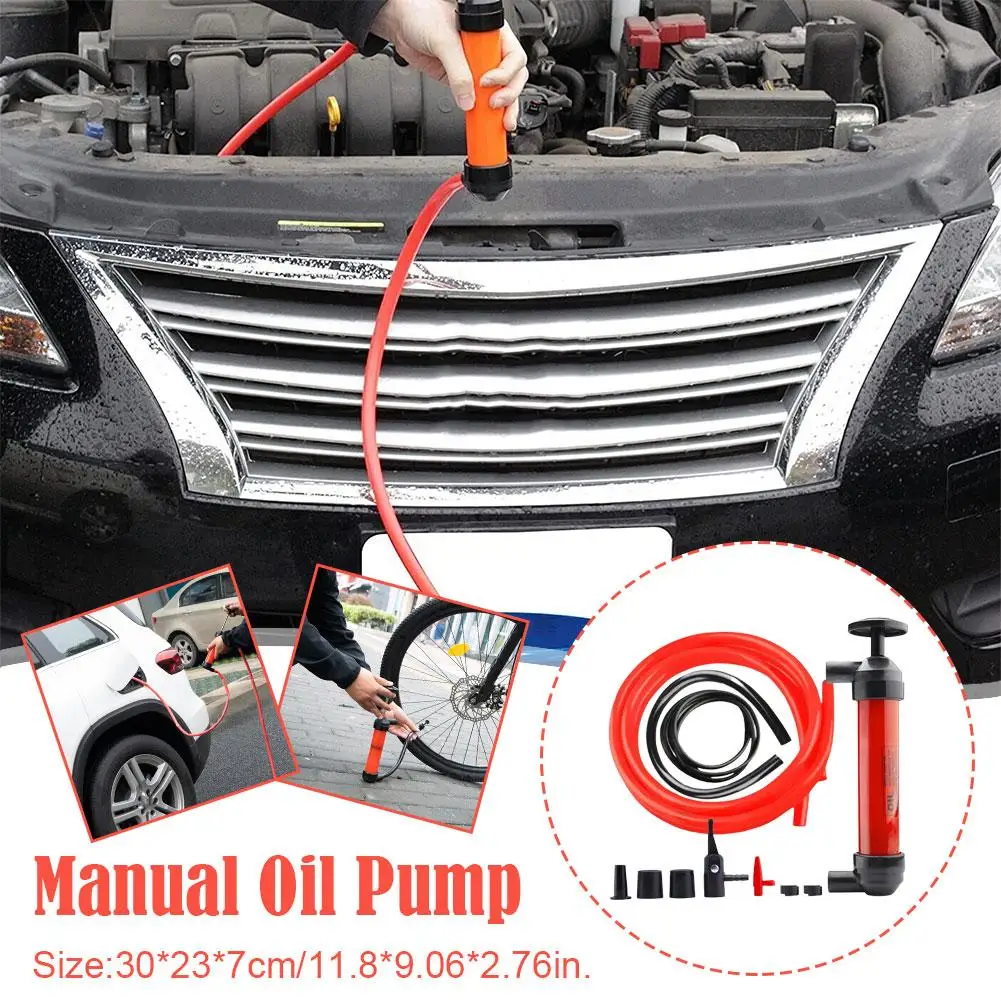 Car Oil Pump Pumping Oil And Gas With Siphon Pipe Hand Extractor Oil Inflatable Syringe Pump Gun Sucking Vacuum Manual Pipe R3N0