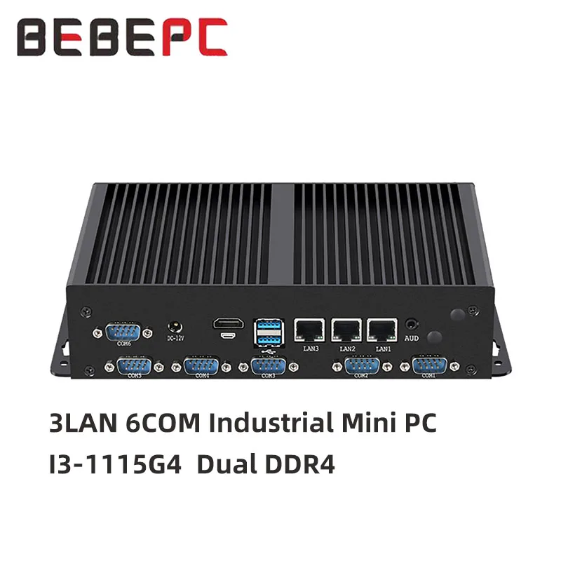 BEBEPC-Mini PC Fanless industrial, computador Fanless com i5 1135G7, DDR4, Win10, 11, Linux, WiFi6, BT, 4G, 5G, LTE, LVDS expande, 3LAN6COM