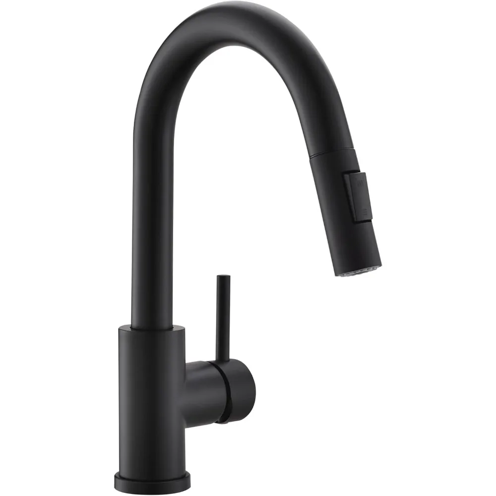 

Modern Bar Sink Faucet for Kitchen Sink Single Handle with Pull Out Sprayer Hot and Cold Prep Sink Faucet Matte Black